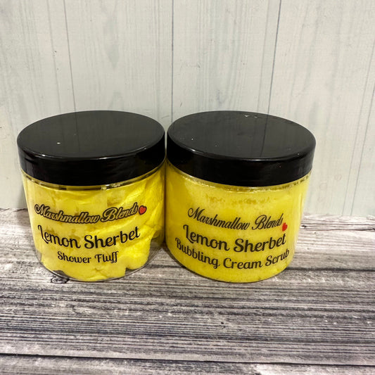 Lemon Sherbet Shower Fluff & Scrub Duo