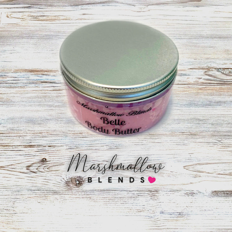 Belle Body Butter Hand made with shea. Perfume scent luxurious whipped cream lotion