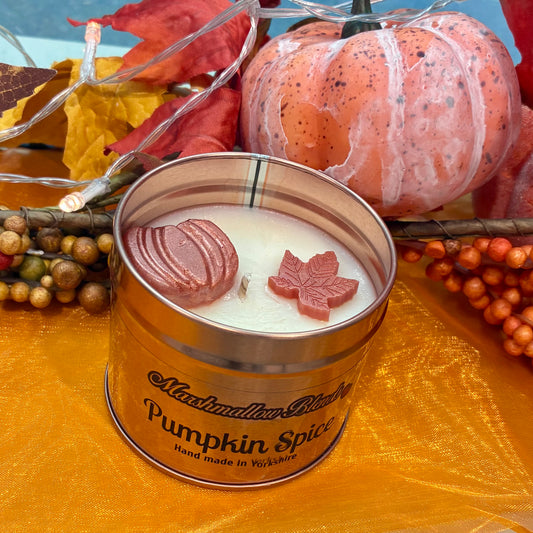 Pumpkin spice rose gold candle tin